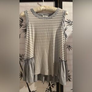 Umgee Gray and White Boxy Tank Top